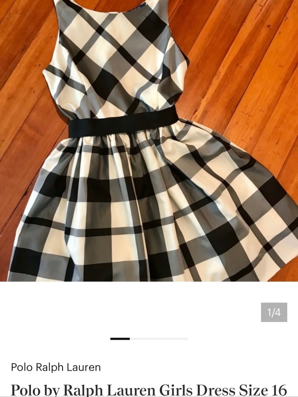 Polo by Ralph Lauren Girls Black, White & Gray Plaid Fit-and-Flare Dress